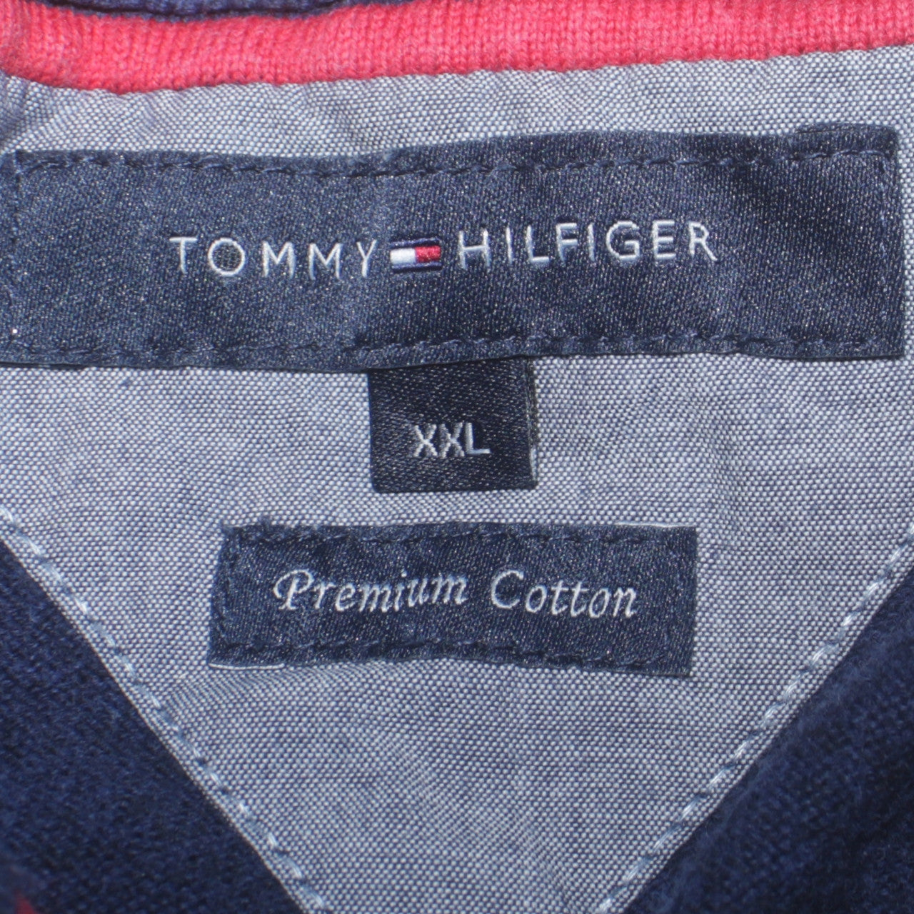 Tommy Hilfiger Men's Blue Cotton Collared Henley Jumper 2XL