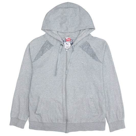 Puma Women Grey Full Zip Hoodie XL Cotton Sequin Detail