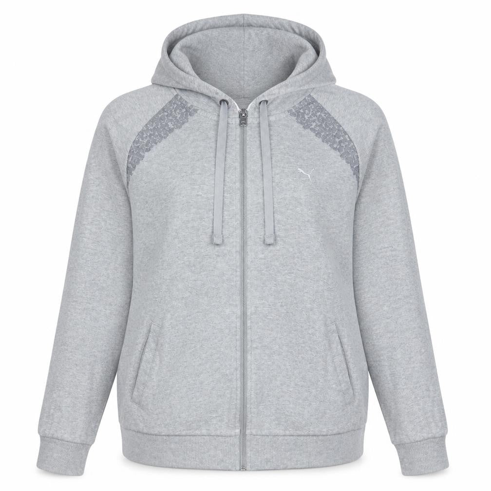 Puma Women Grey Full Zip Hoodie XL Cotton Sequin Detail