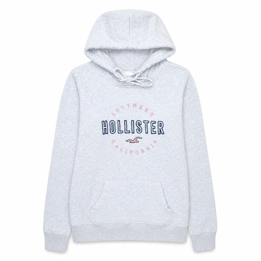 Hollister Womens Light Grey Hoodie Small Pullover Cotton Blend