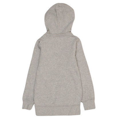 Back view of Gap Kids girls’ grey hooded pullover sweatshirt medium with logo print