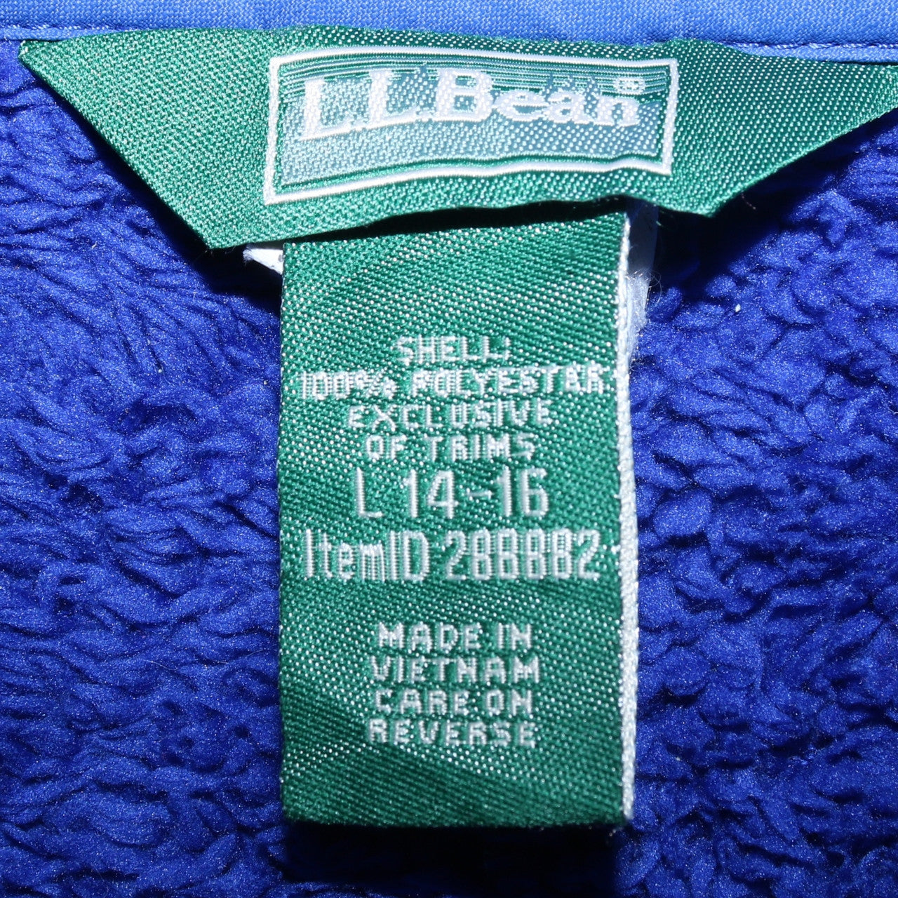 L.L. Bean Boys Blue Fleece Full Zip Jacket Size 14-16 Polyester
