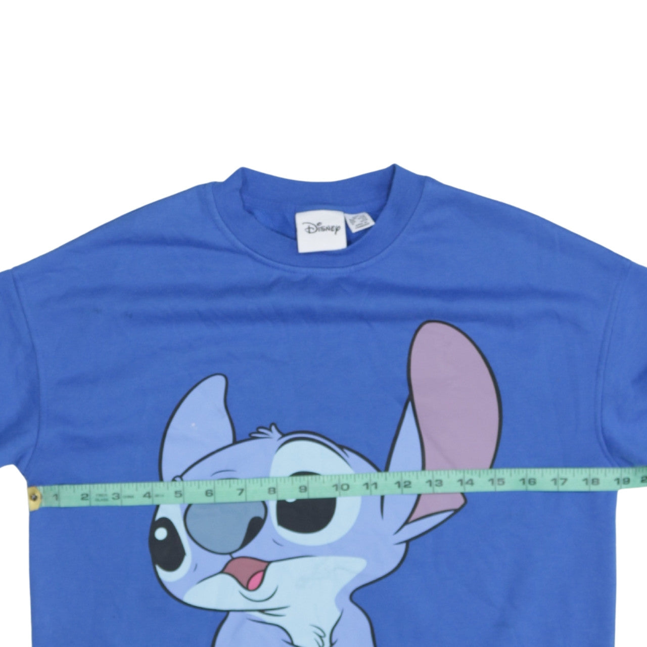 Disney Women Blue Stitch Sweatshirt 2XS Pullover Cotton Blend