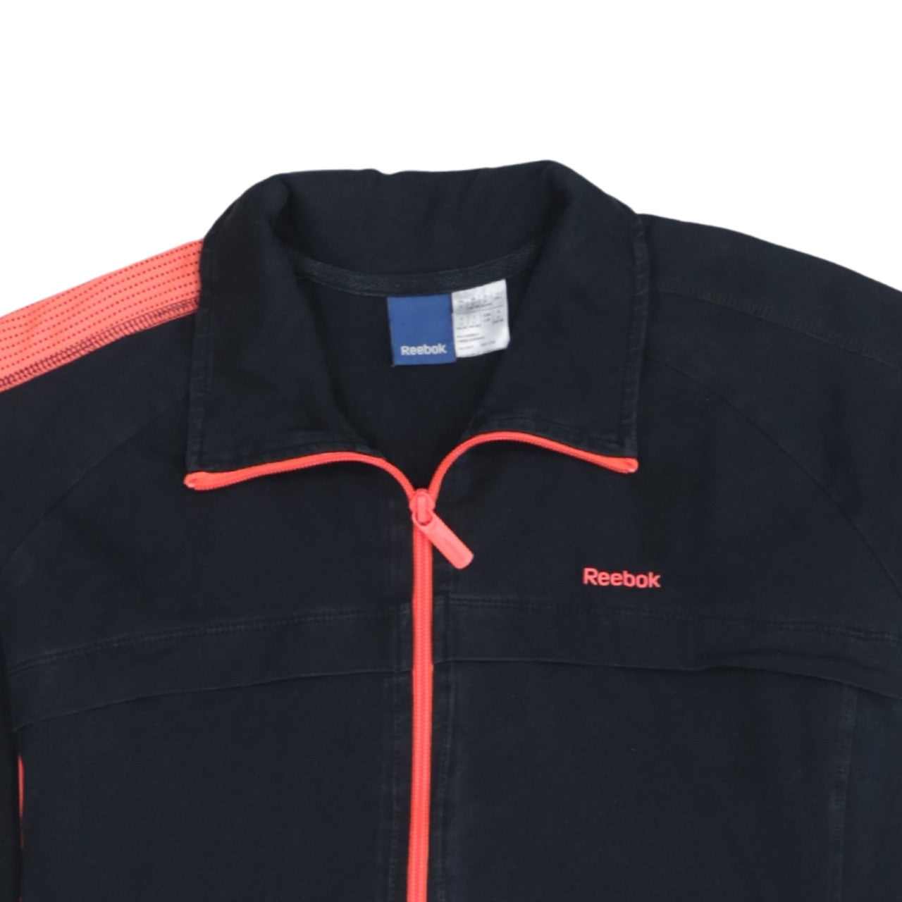 Reebok Womens Black Track Jacket L Full Zip Athleisure Sportswear