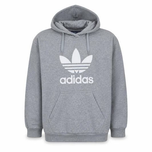 Adidas Mens Grey Pullover Hoodie L Regular Fit Graphic Hoodie