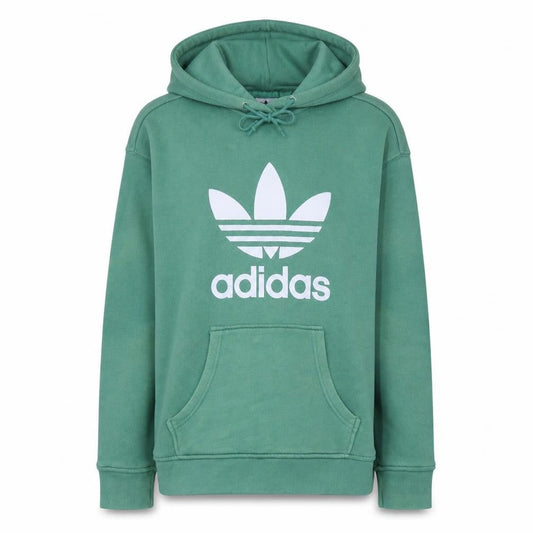 Front view of Adidas women’s green pullover hoodie xs cotton blend casual