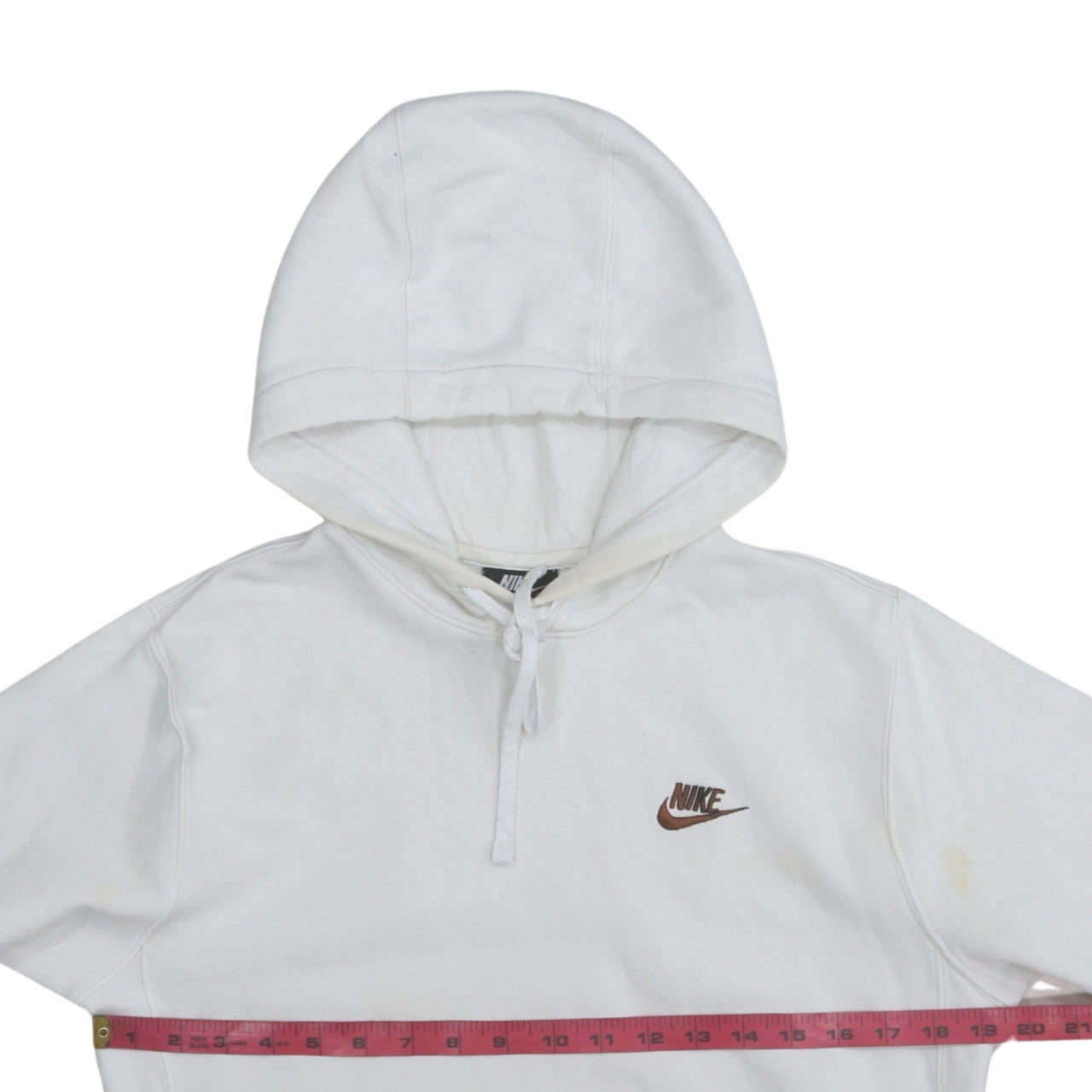 Nike Men's White XS Pullover Hoodie with Brown Logo