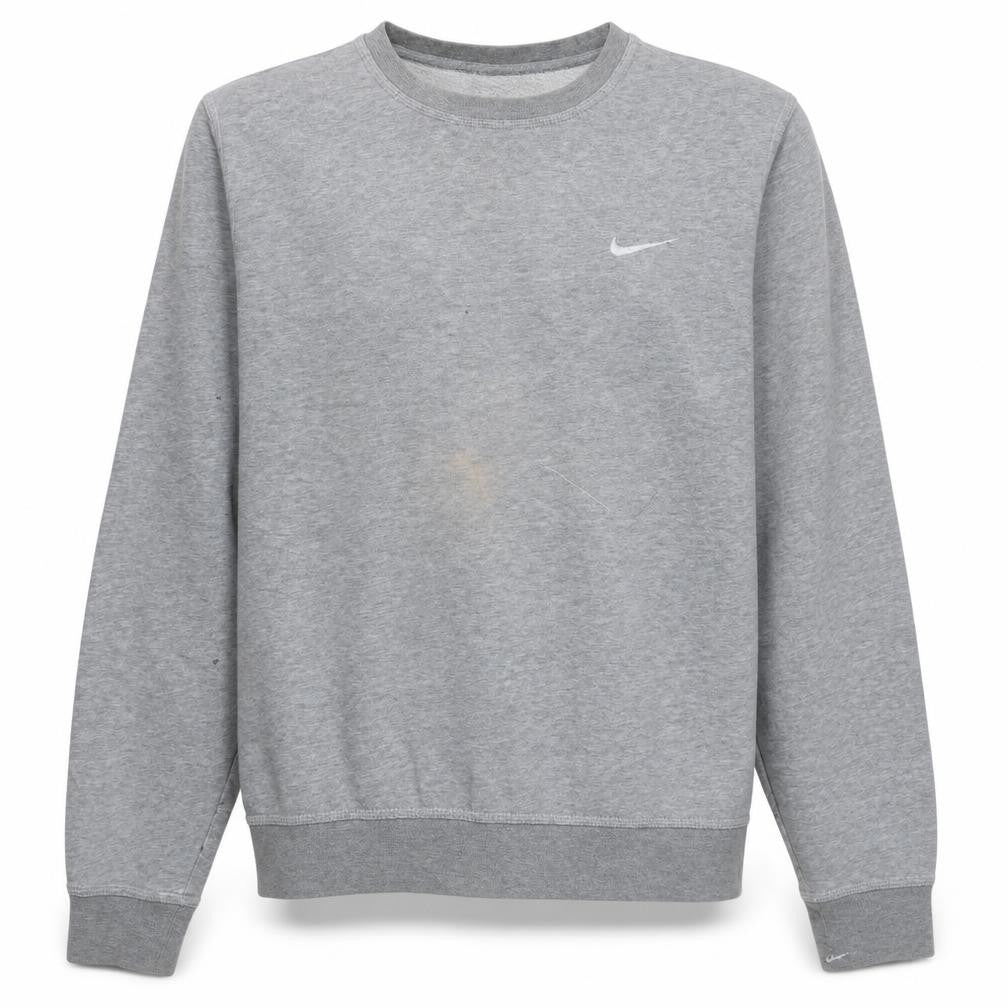 Nike Men's Grey Crew Neck Sweatshirt L Long Cotton Blend