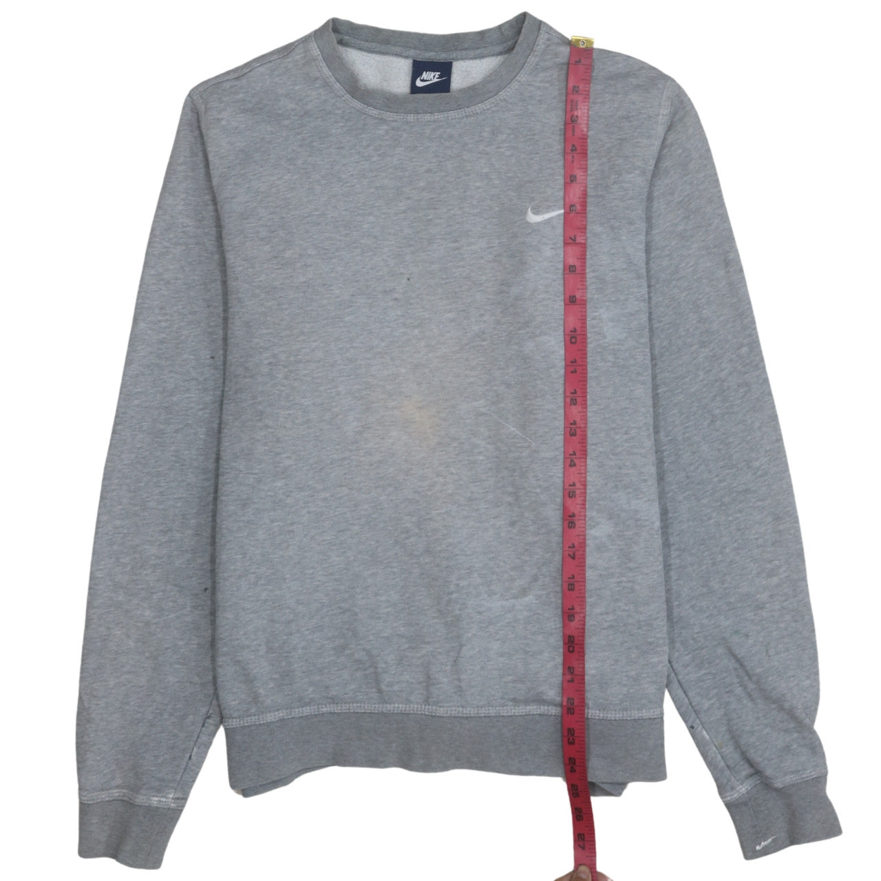 Nike Men's Grey Crew Neck Sweatshirt L Long Cotton Blend