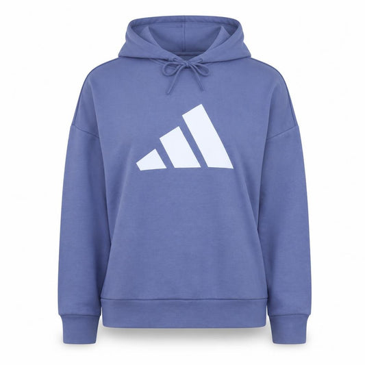 Adidas Women’s Blue Pullover Hoodie L Relaxed Fit Cotton Blend
