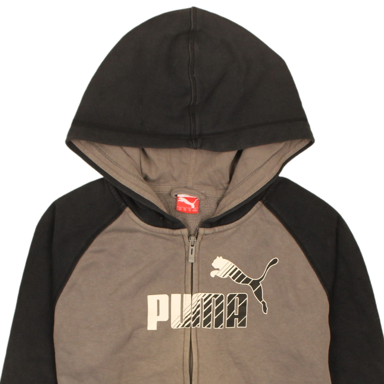 Puma Boys Brown Full Zip Hoodie 16 Years Graphic Logo Hooded Sweatshirt