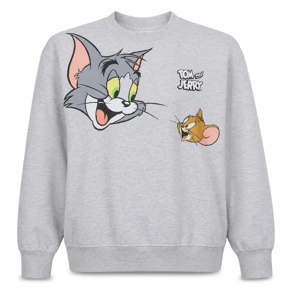 Tom & Jerry Grey Pullover Sweatshirt XS Women Cartoon Print