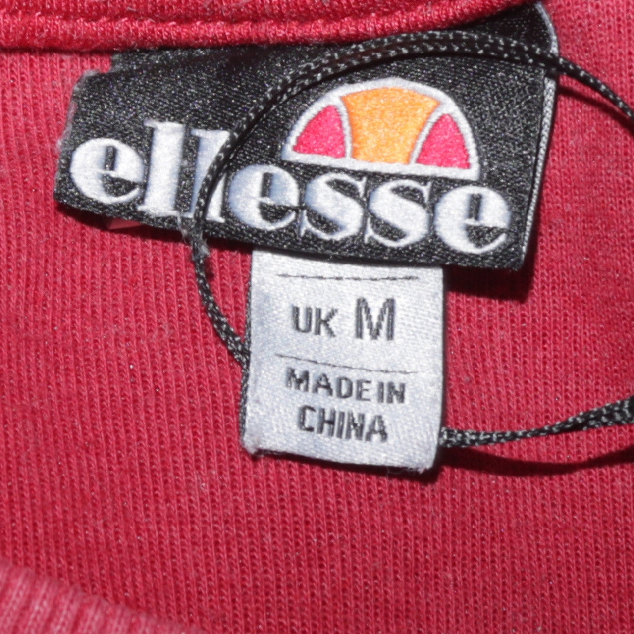 Ellesse Men Red Pullover Sweatshirt M Logo Crew Neck Zip Pockets