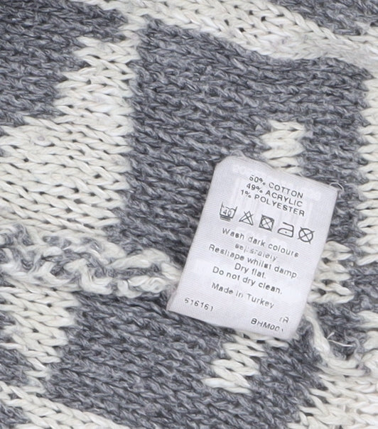River Island Women’s Grey Geometric Knit Open Cardigan Size 10