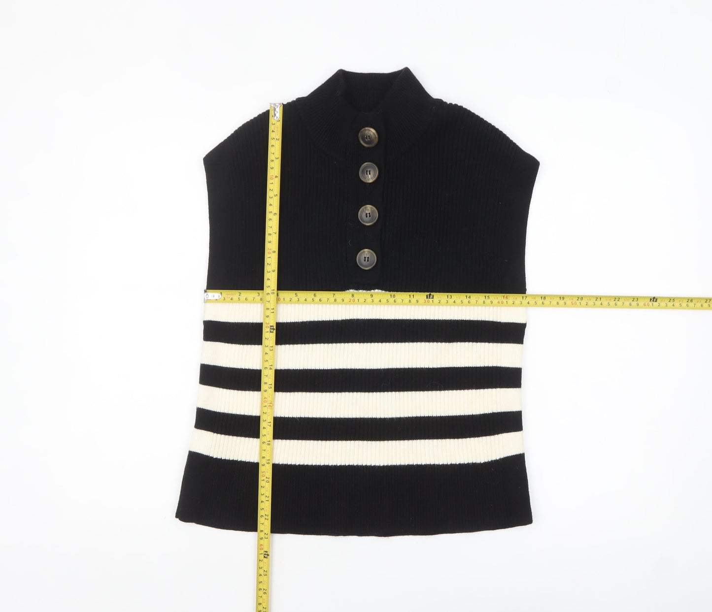 MNG Women’s Black Striped Sleeveless Knit Vest Jumper XL