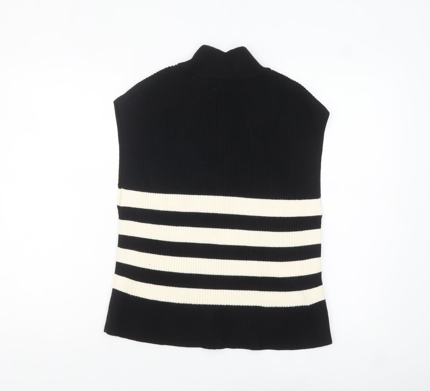 MNG Women’s Black Striped Sleeveless Knit Vest Jumper XL