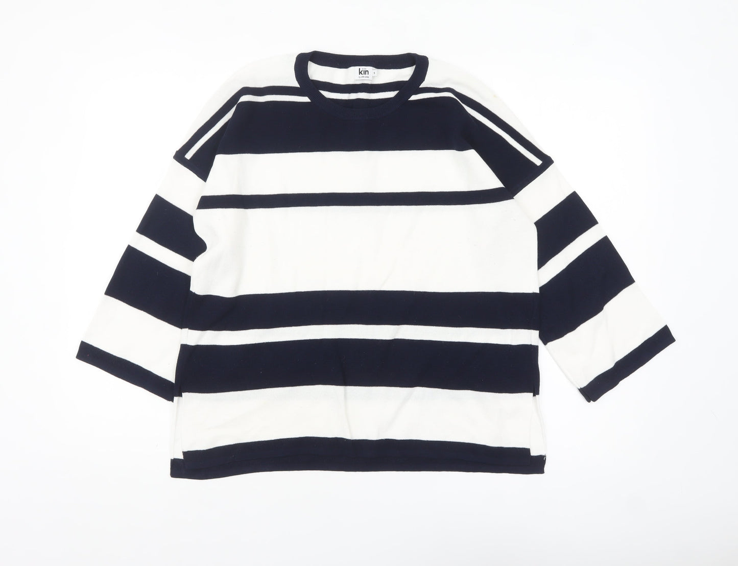 Kin by John Lewis Women's Navy White Striped Crew Neck Jumper Size S