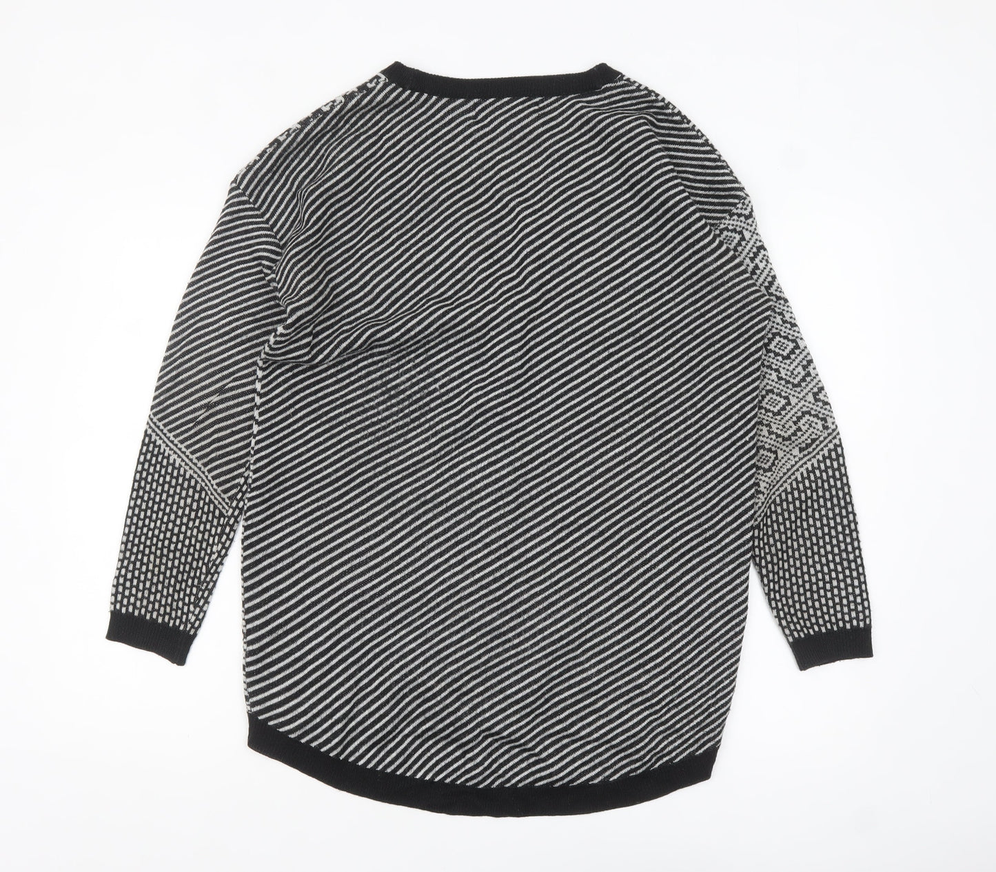 River Island Women’s Black & Grey Patch Knit Cardigan Size 12