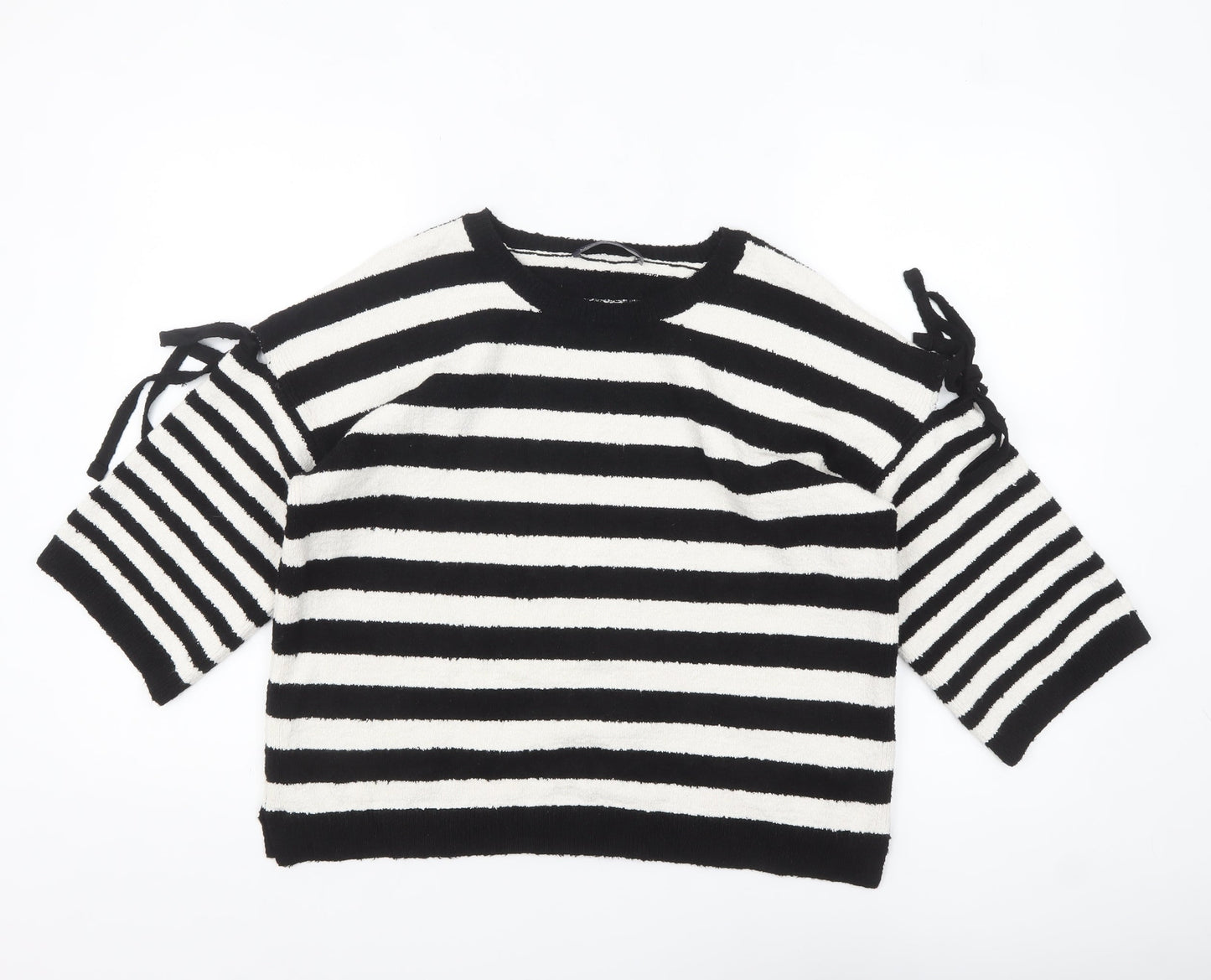 Marks and Spencer Womens Black Striped Pullover Jumper M