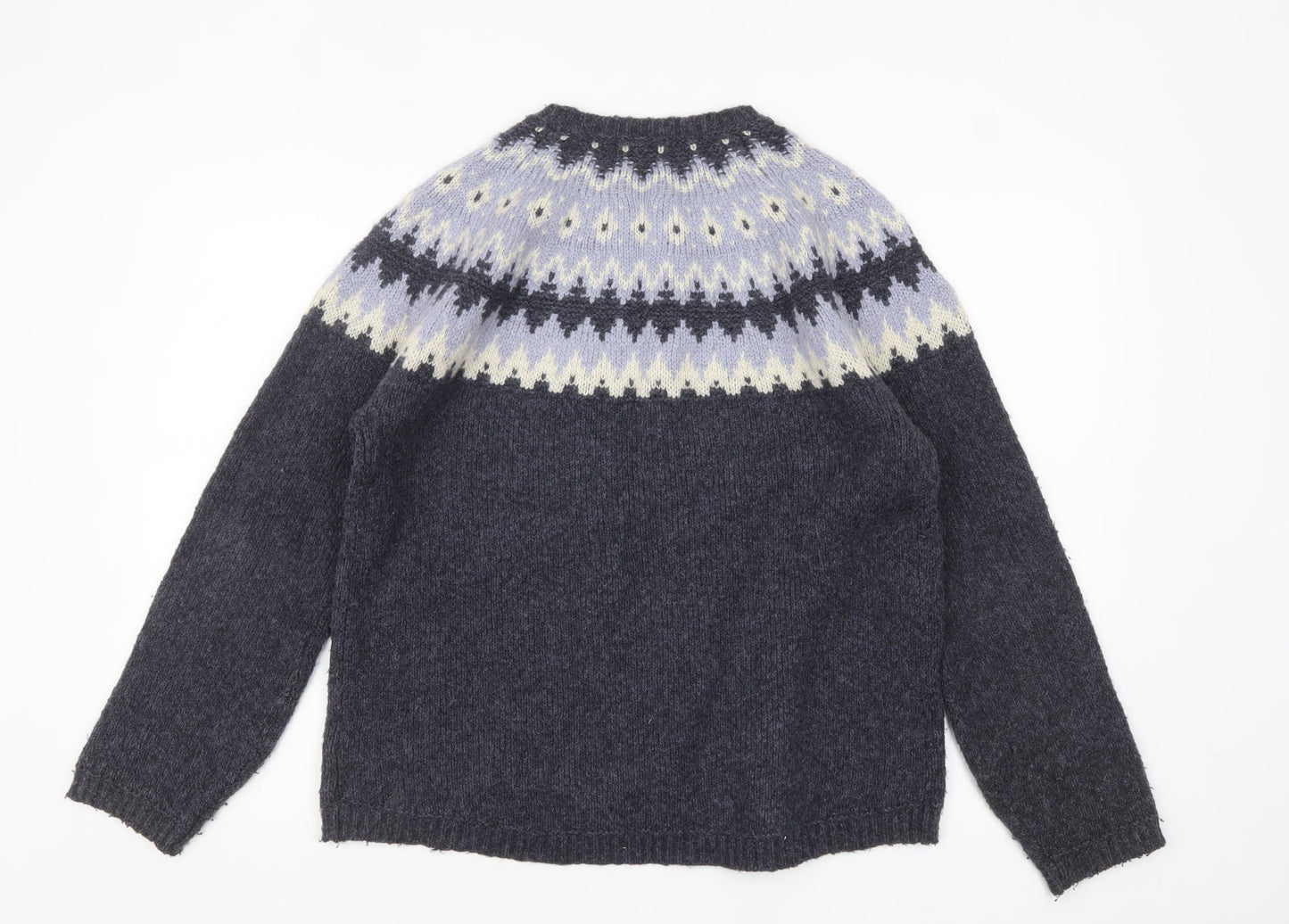 Marks and Spencer Women Purple Fair Isle Wool Blend Jumper Size 14