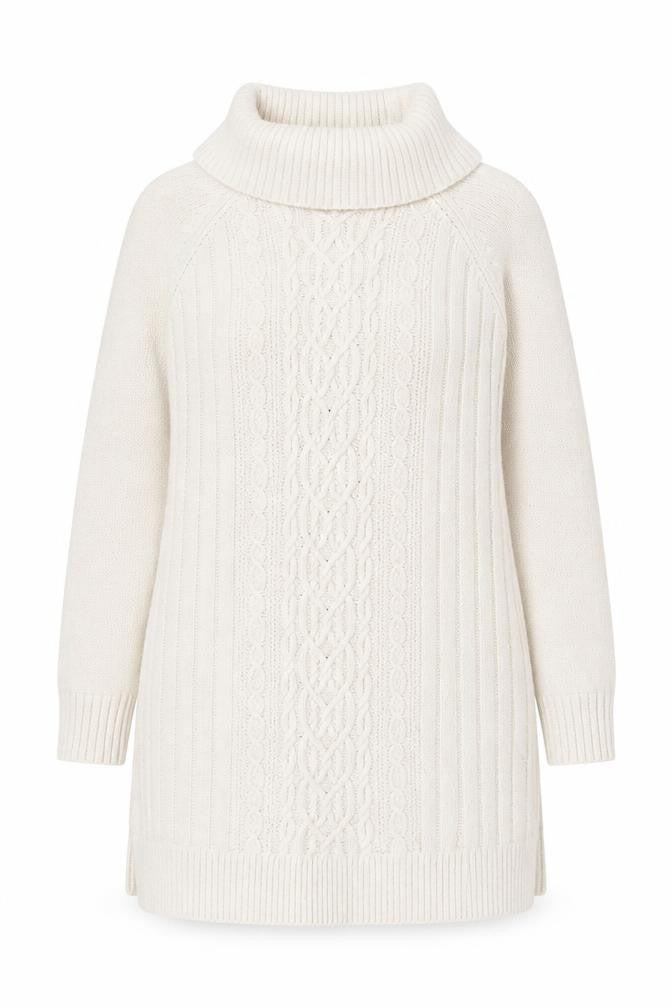 Marks & Spencer Womens Ivory Roll Neck Tunic Jumper Size 16