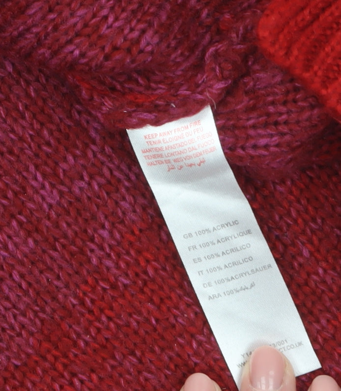 Yumi Women's Red Knit Crew Neck Pullover Jumper Size 12