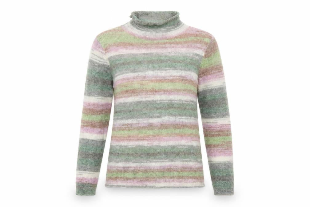 Mango Women’s Multicoloured Roll Neck Striped Knit Jumper Size S