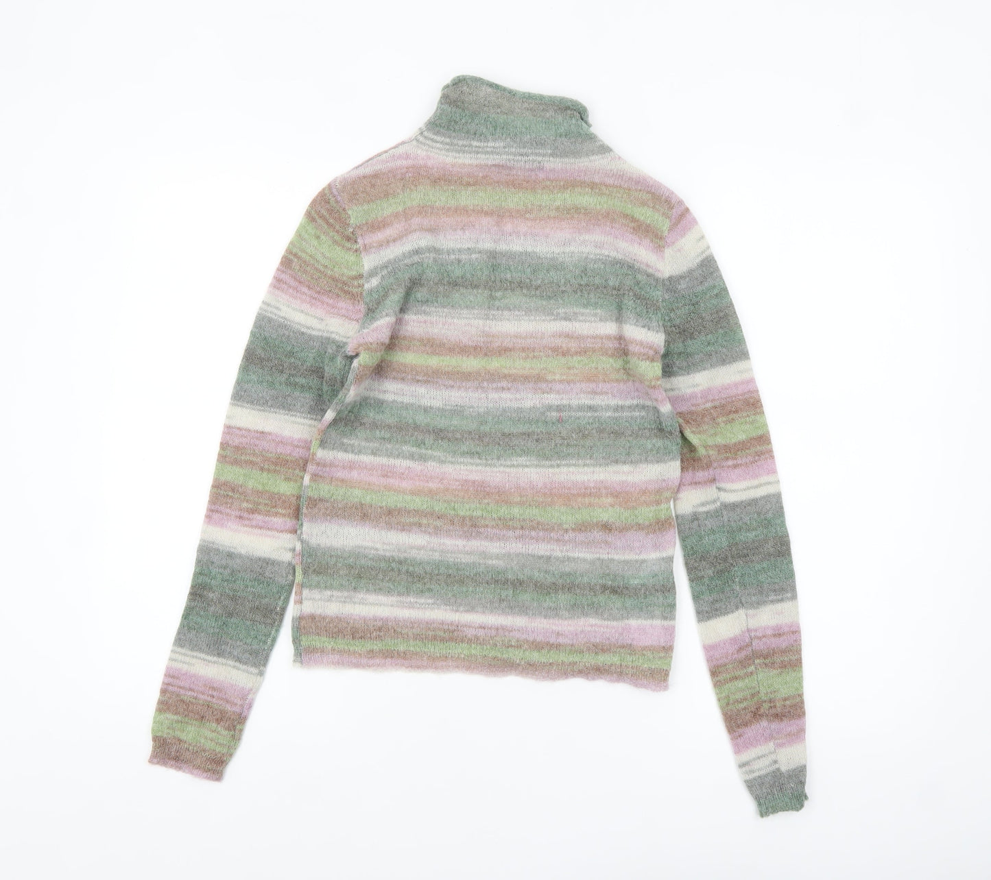 MNG Women’s Multicoloured Roll Neck Striped Knit Jumper Size S