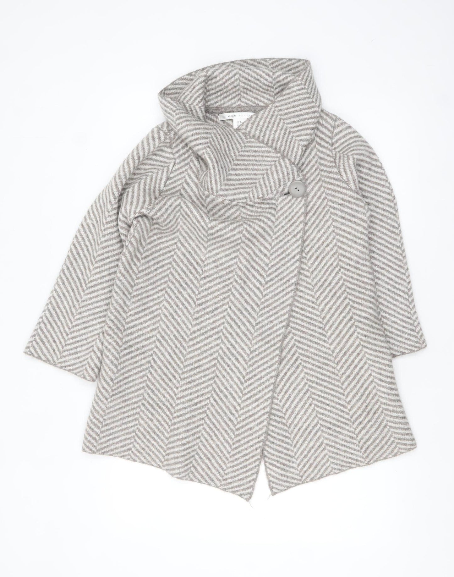Max Studio Womens Beige Herringbone Knit Cardigan M