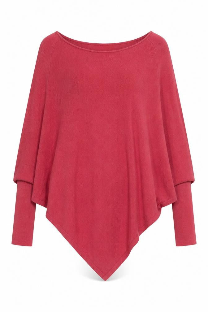 Part Two Women Pink Cashmere Blend Cape Jumper L Boat Neck Knit