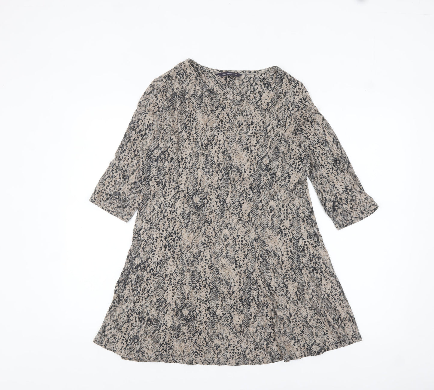 Marks and Spencer Womens Beige Animal Print Tunic Top UK 8