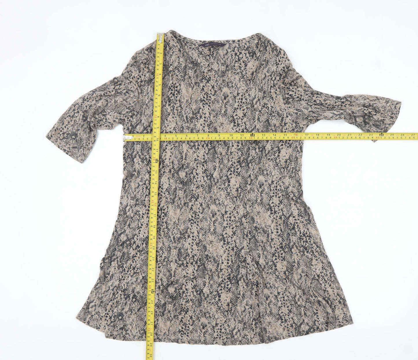 Marks and Spencer Womens Beige Animal Print Tunic Top UK 8