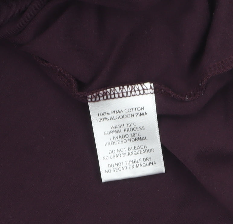 BOXRAW Womens Purple Short Sleeve Crew Neck Pima Cotton T-Shirt M
