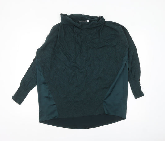 Mint Velvet Women Green Wool Blend Cowl Neck Relaxed Fit Jumper S