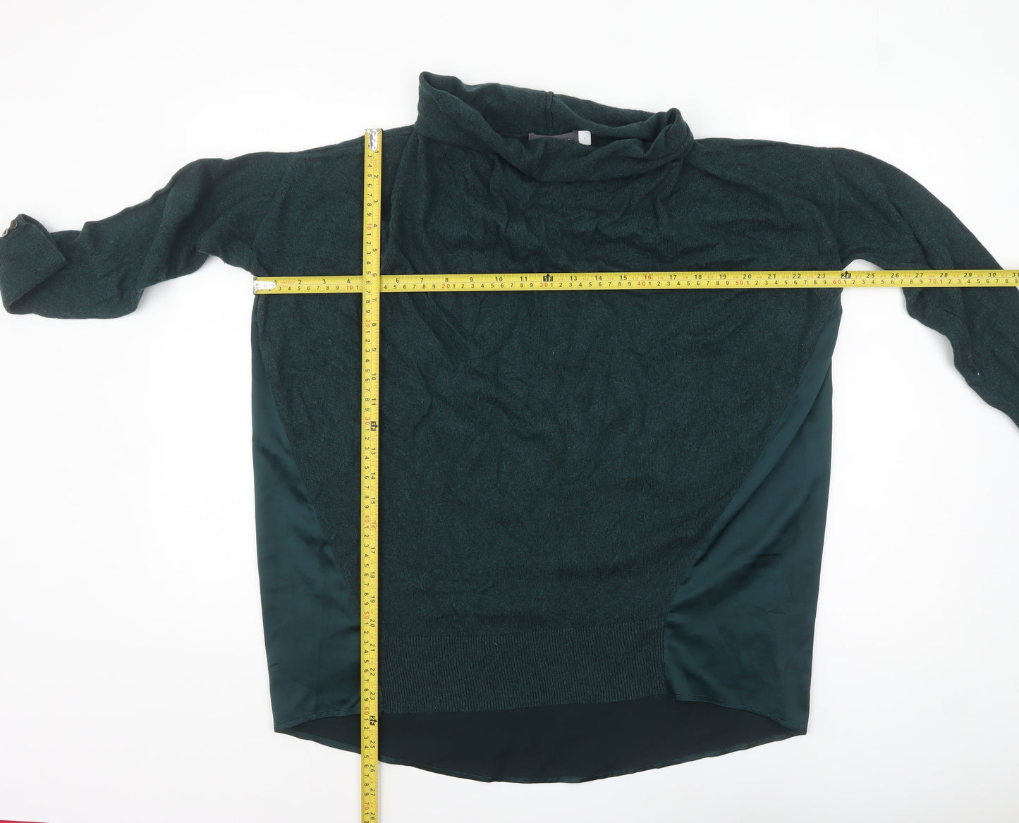 Mint Velvet Women Green Wool Blend Cowl Neck Relaxed Fit Jumper S