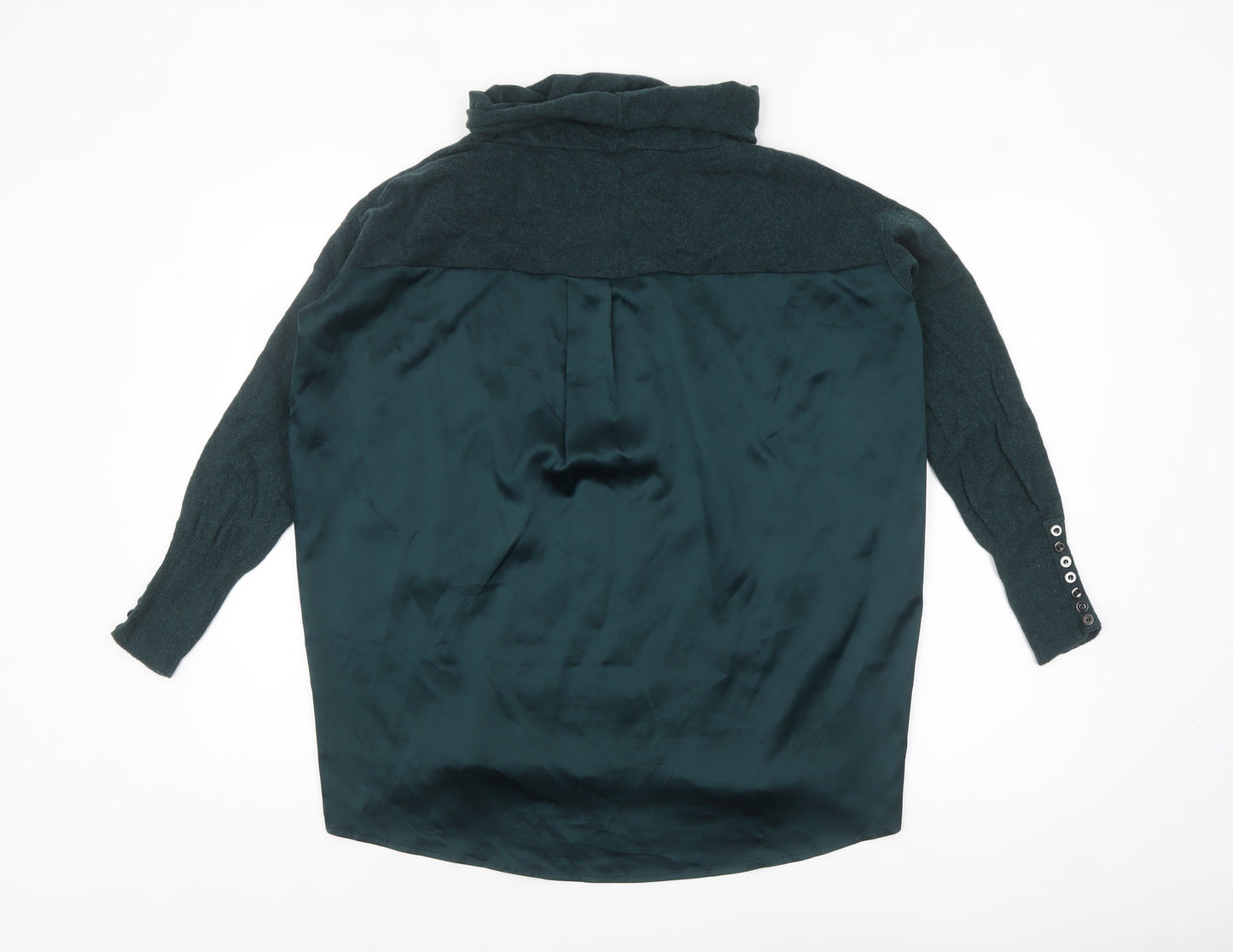 Mint Velvet Women Green Wool Blend Cowl Neck Relaxed Fit Jumper S