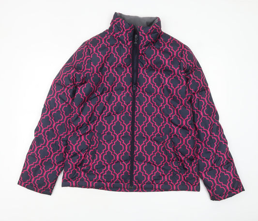 Lands' End Women's Blue Pink Geometric Puffer Jacket Size S