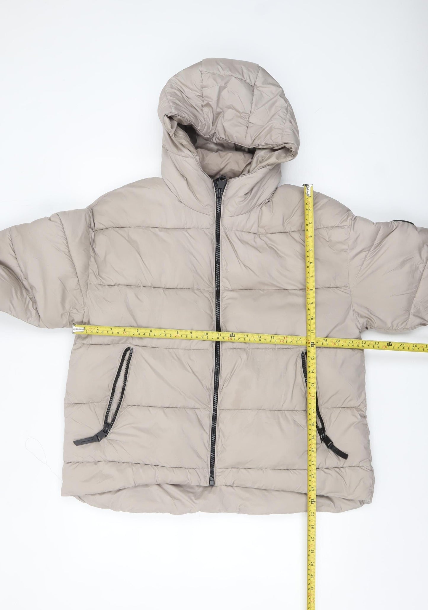 Harvey & Jones Womens Beige Size 14 Hooded Puffer Jacket