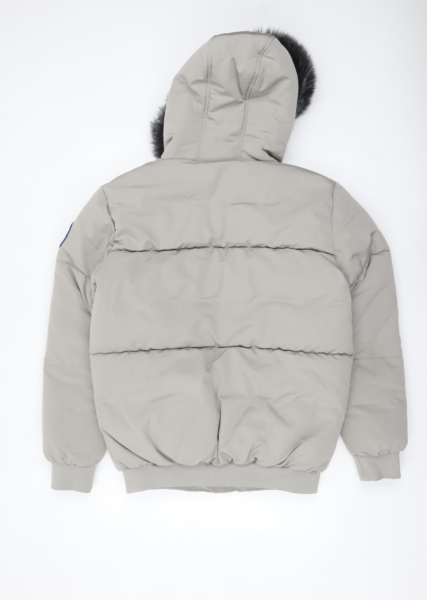 McKenzie Men Grey Puffer Jacket M Hooded Fur Trim Winter Coat