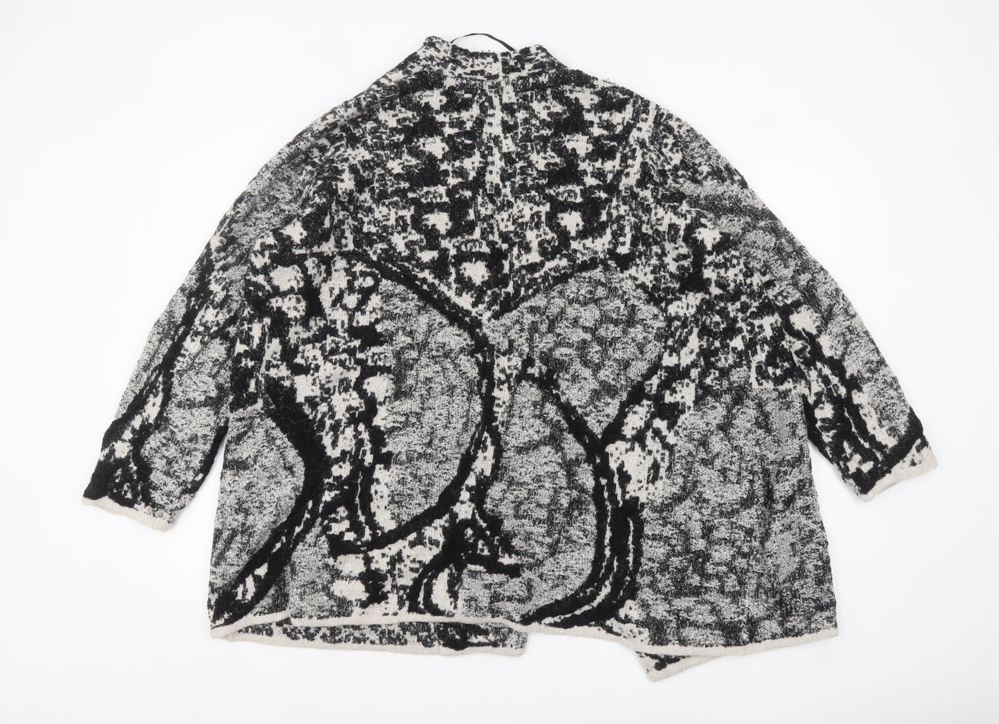 Ulla Popken Women’s Black & White Geometric Knit Cardigan Size 24