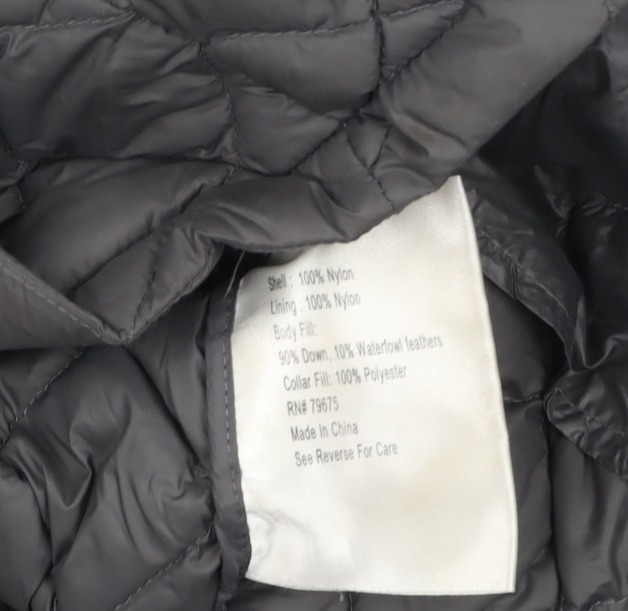 Michael Kors Womens Grey Long Quilted Down Puffer Coat Size M