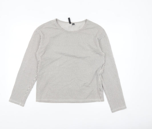 Pieces Women Grey Striped Long Sleeve Cotton Jersey Top Size S