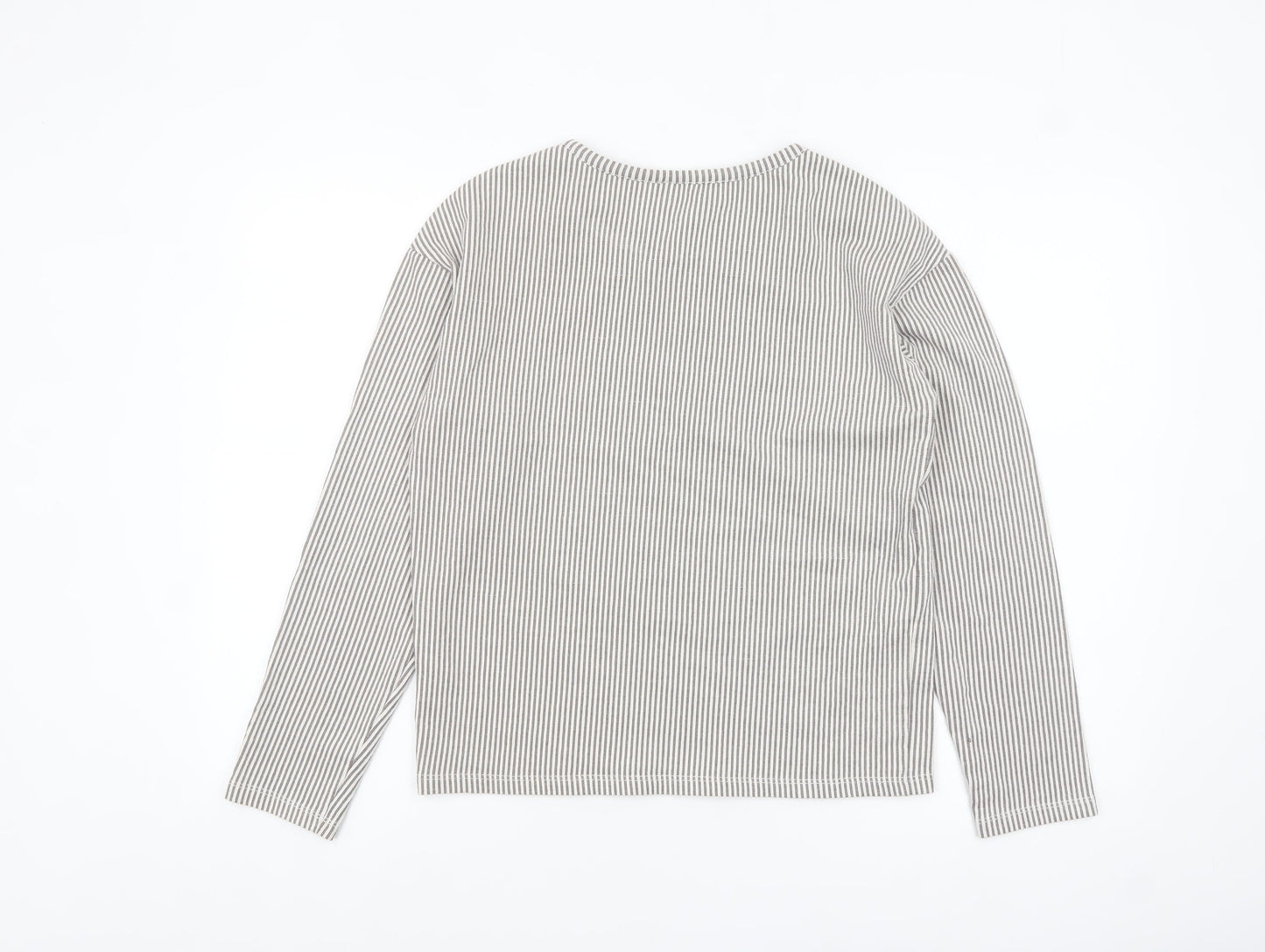 Pieces Women Grey Striped Long Sleeve Cotton Jersey Top Size S