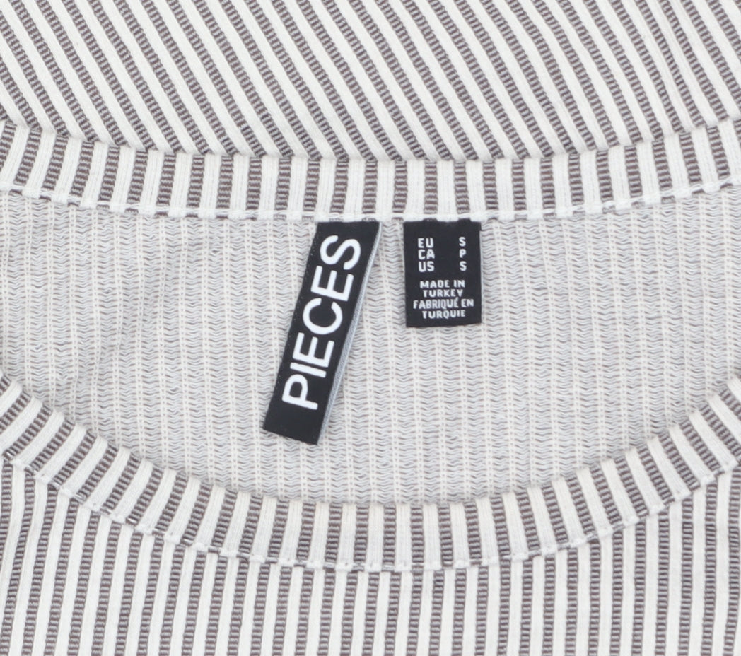 Pieces Women Grey Striped Long Sleeve Cotton Jersey Top Size S
