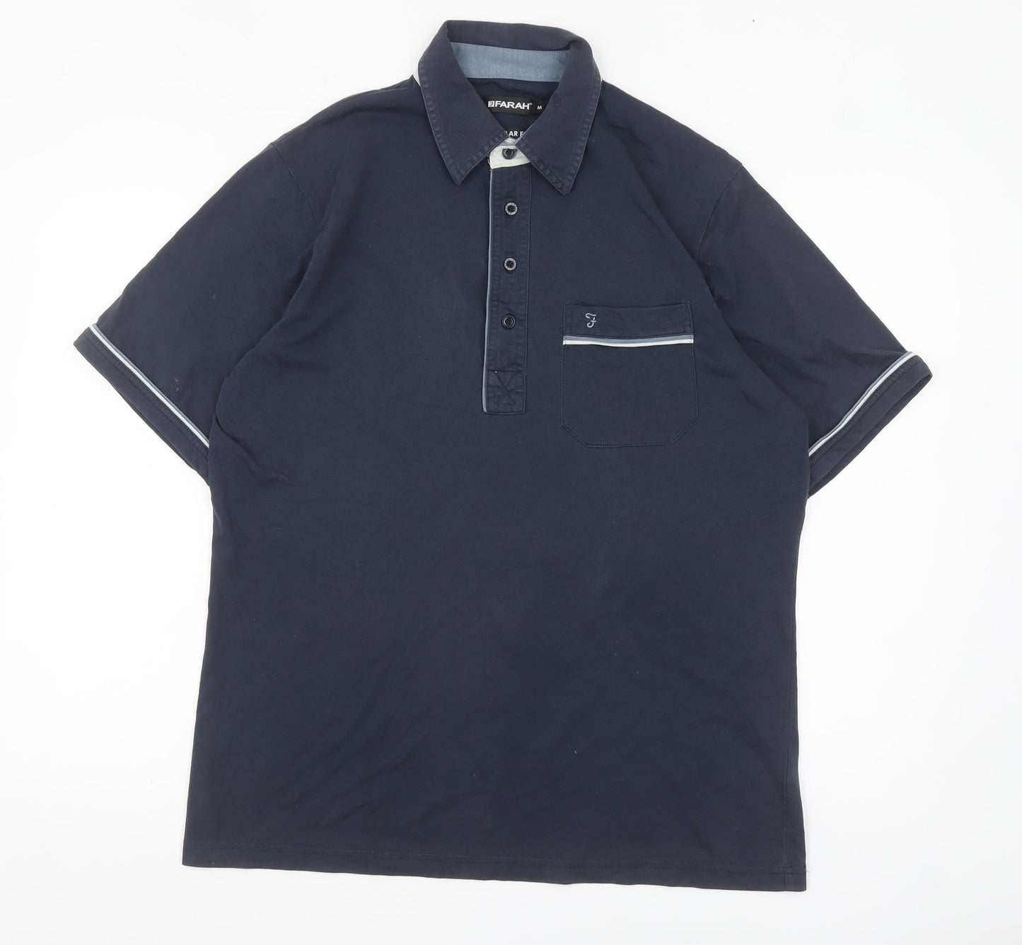 Farah Men's Blue Regular Fit Cotton Polo Shirt Size M
