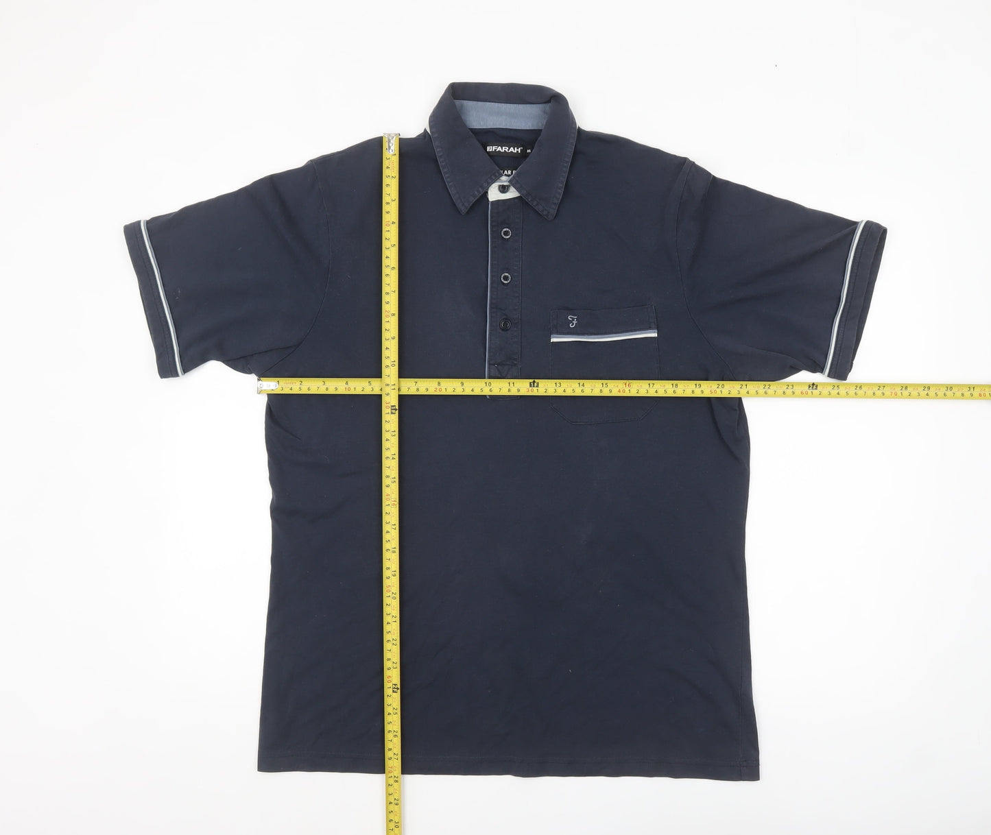 Farah Men's Blue Regular Fit Cotton Polo Shirt Size M