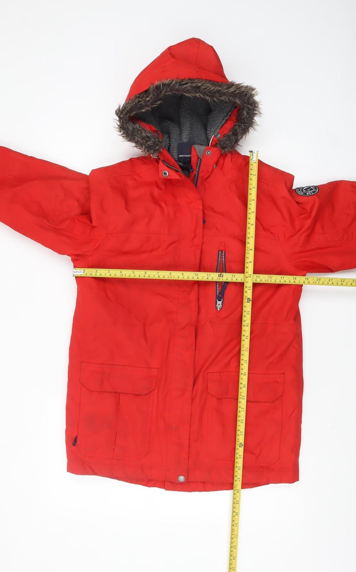 TOG24 Boys Red Hooded Parka Coat Jacket 11-12 Years Waterproof Winter Warm