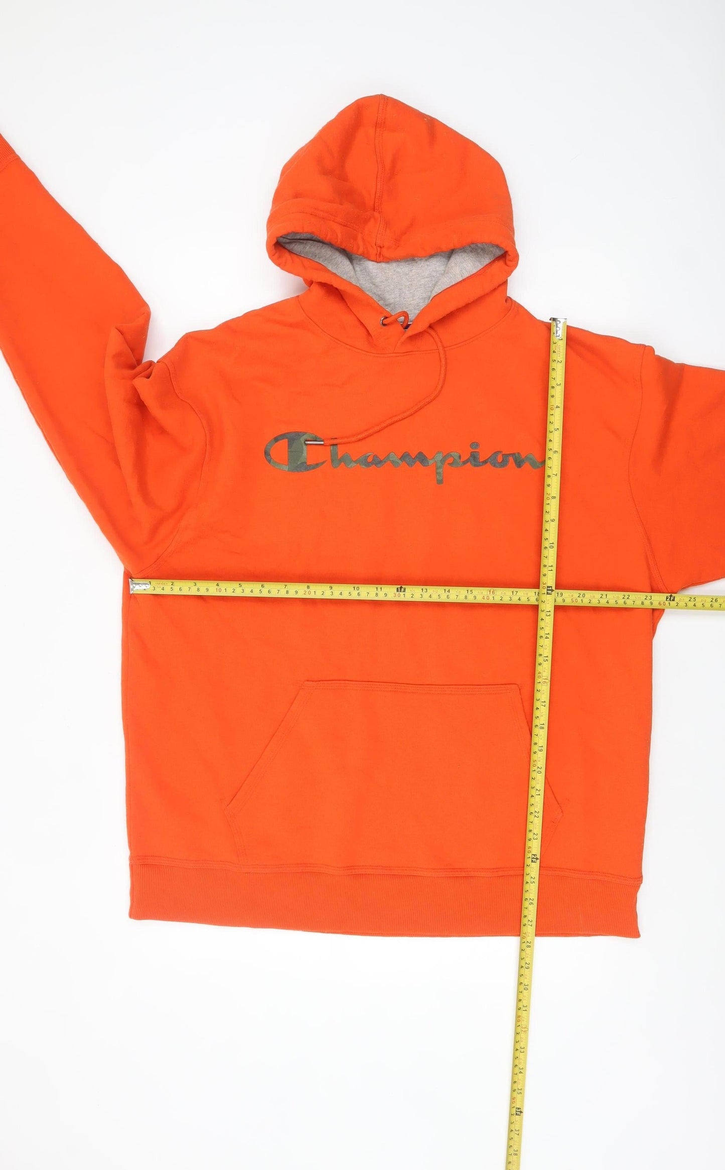 Champion Men's Orange XL Pullover Hoodie with Logo Graphic