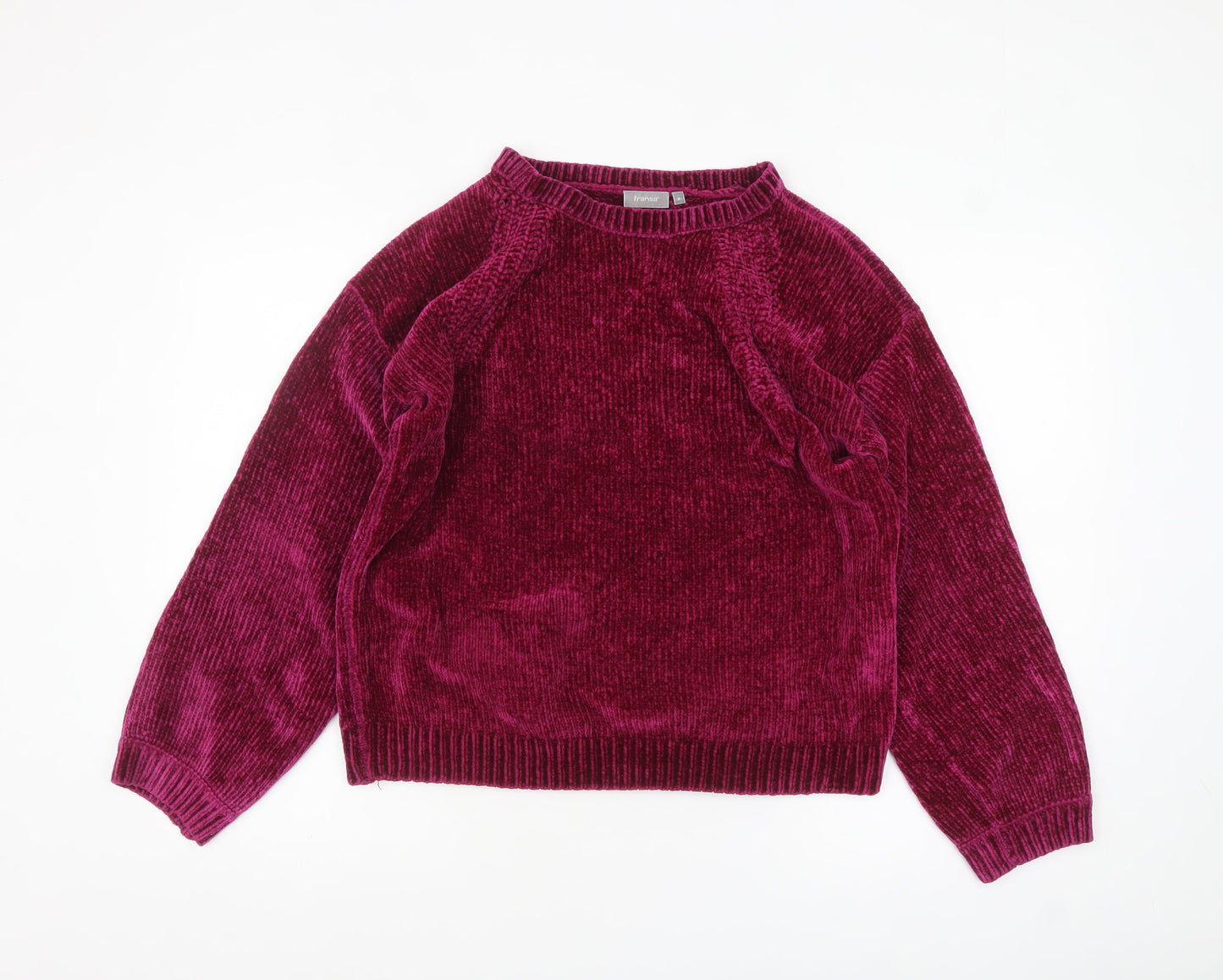 Fransa Women's Purple Velvet Long Sleeve Pullover Jumper M
