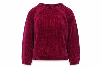 Fransa Women's Purple Velvet Long Sleeve Pullover Jumper M
